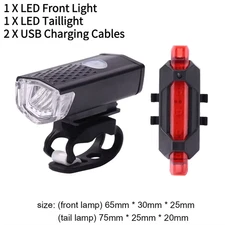 Bicycle Front & Rear Light Set Bicycle Head Light IPX4 Waterproof Bike LED Flash