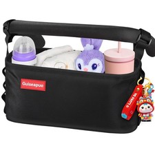 Black Universal Stroller Organizer with Cup Holder Basic Baby Caddy