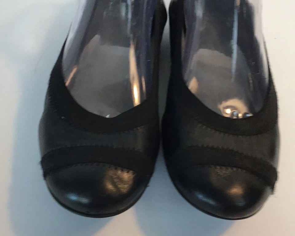 STUART WEITZMAN CUERO NEGRO ELÁSTICO BAILARINA BALLET PLANOS CUERO PUNTERA 8 Foto 3 de 4