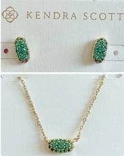 Kendra Scott Grayson Crystal Stud Earrings or Pendant Necklace in Emerald-Green