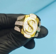 2Ct Round Lab Created Diamond Cluster Men's Wedding Ring 14K Yellow Gold Plated