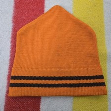 Vintage Original Ski Hat Moriarty of Stowe Vermont 100 Wool Beanie Orange Brown