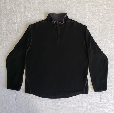 ZEGNA S Sport Men's 1/4 Zip Fleece Pullover (M) Black/Gray {Made In Italy}