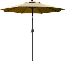 Sunnyglade 9' Patio Umbrella Outdoor Table Umbrella with 8 Sturdy Ribs Tan
