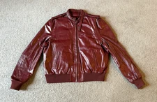 VTG Berman's Lined Burgundy Brown Leather Bomber Jacket - Size 48/50