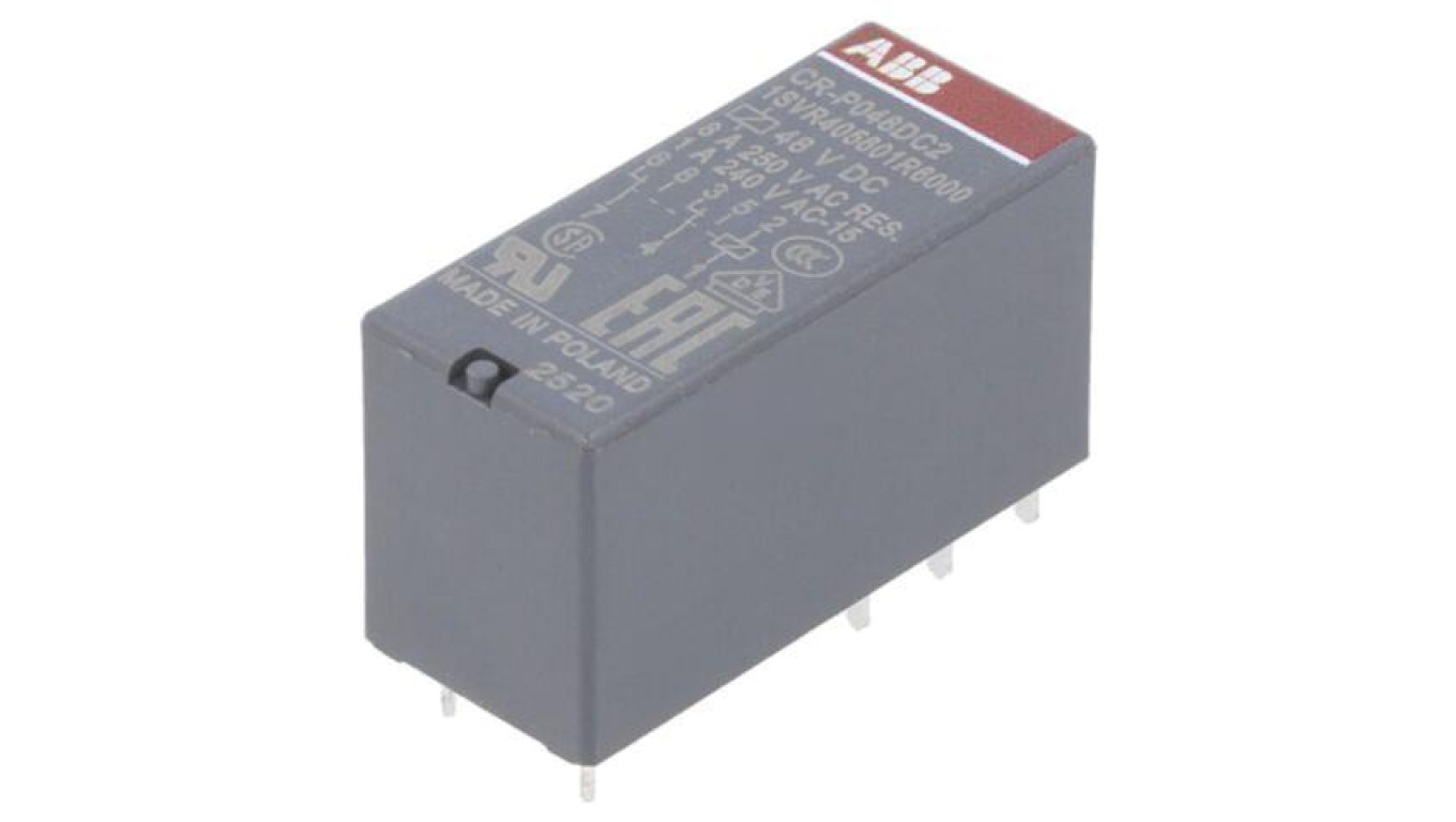 CR-P048DC2 Electromagnetic Relay, DPDT, Coil Voltage: 48VDC, 8A, CR-P, PC /T2UK