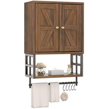 Farmhouse Medicine Cabinet - 3-Tier Wall Mounted Storage Organizer with Adjus...