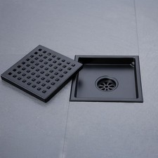 Square Shower Drain 6 Inch, SUS 304 Stainless Steel Floor Drain with Grid Dra...