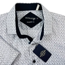 NEW SilverStone Modern Fit Button Up Short Sleeve Shirt XL