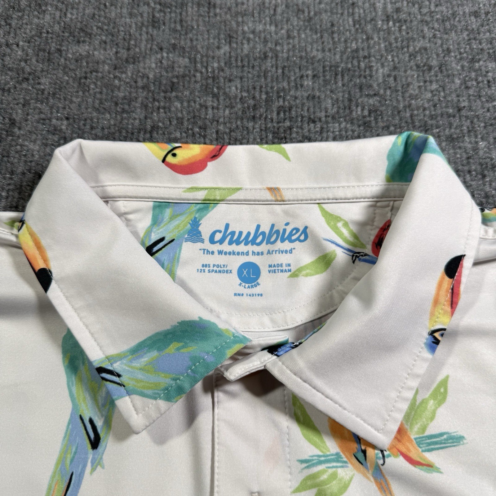 Chubbies The Dude XL Where’s Macaw Golf Polo Shirt | Parrot Pattern Men’s XL