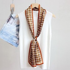 100 Mulberry Silk Shawl Flower Print Double Layer Neck Oblong Scarf 59 6"orange