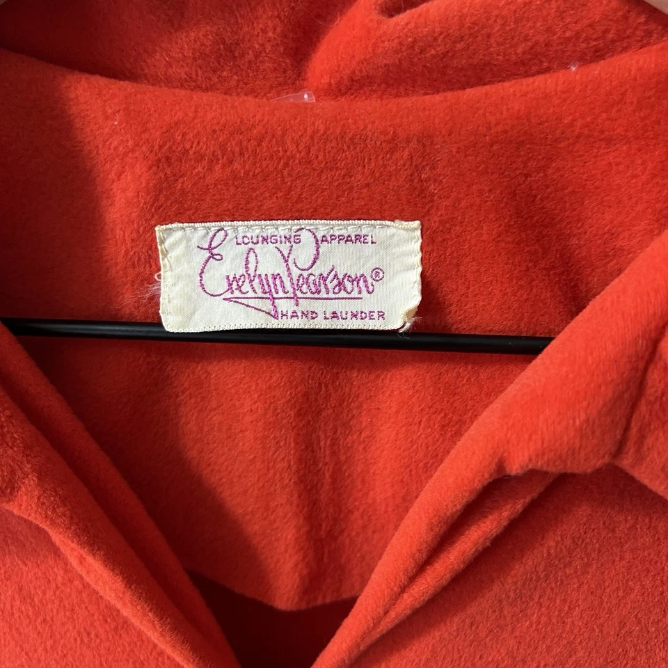 Vtg 1960s Evelyn Pearson Hostess Dress Orange Floral MOD MCM W/Flaw Lounge Gown - Image 3 of 4