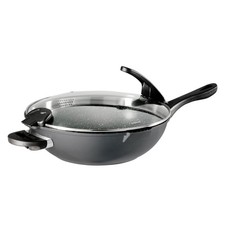 Stoneline Future Wok 32 cm, con coperchio in vetro a setaccio, con maniglie intercambiabili