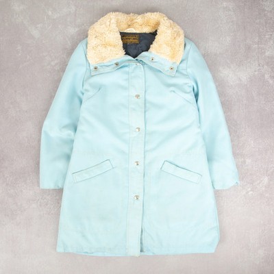 Eddie Bauer Vintage 80er Sherpa Kragen gefütterte Jacke L Damen hellblau 