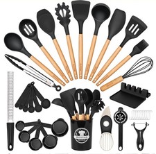 Astercook 39 PCS Kitchen Utensils Set, Silicone Cooking Utensil Sets with Wooden