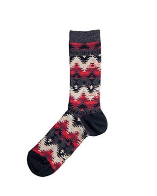Anonymous Ism Wigwam Jacquard Crew Socks BLACK Free Size 25-27cm Made in Japan