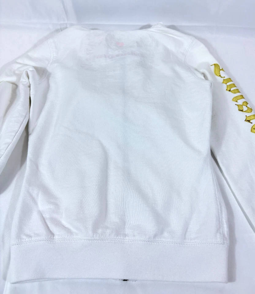 SUDADERA CON CAPUCHA TWISTED HEART Vintage Mujer Blanca Brillante Dorado Letras Góticas LOGO XS Y2K Foto 4 de 4
