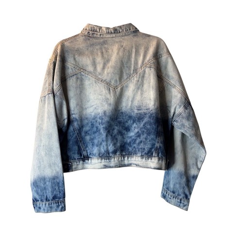 Fashion Nova Nonstop Jeansjacke Acid Wash Größe 1X Ombré Cropped Langarm - Bild 7 von 15