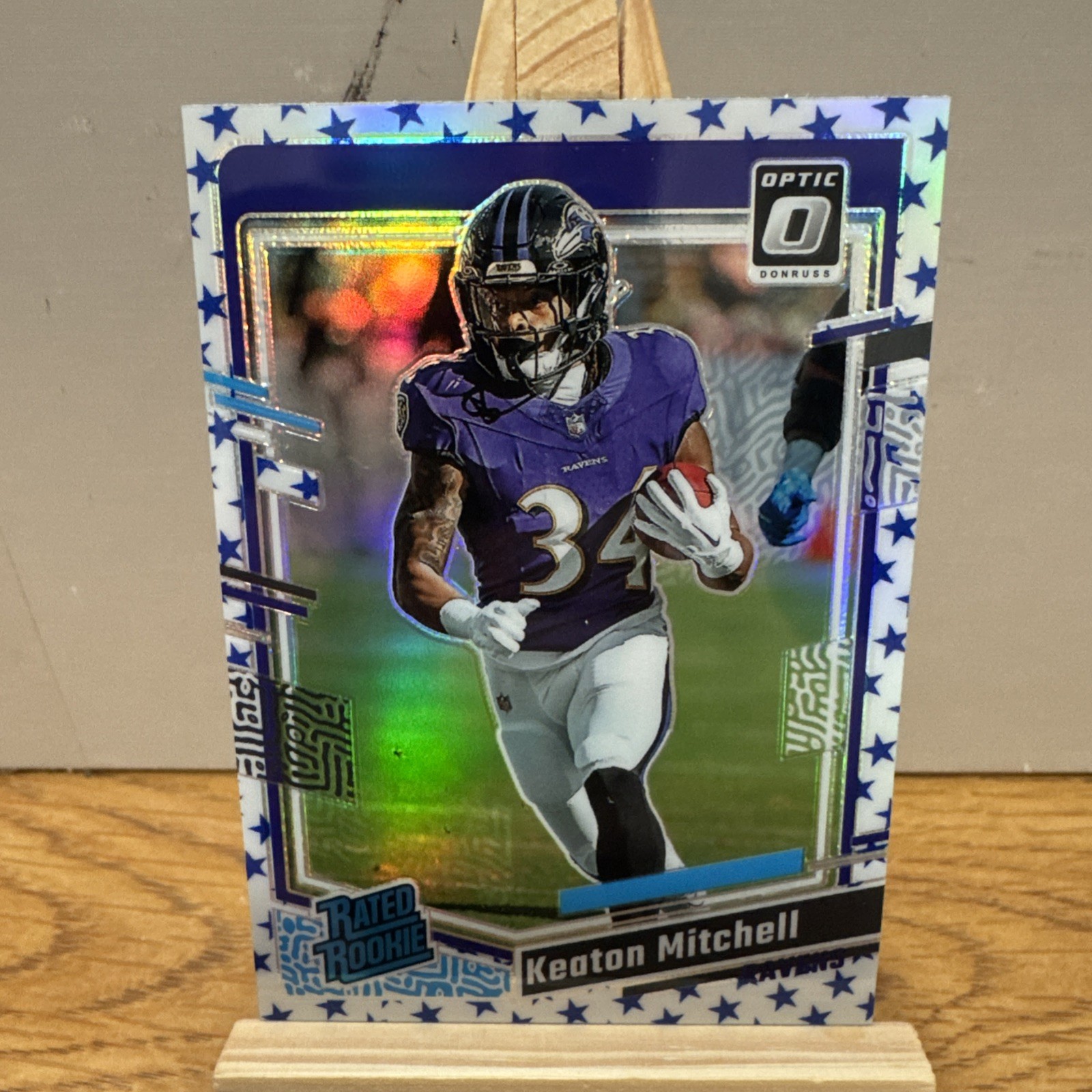2023 Panini Donruss Optic Blue Stars Keaton Mitchell Rated Rookie #207