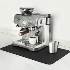 Coffee Mat - 12x19 Inch Black Countertop Mat - Absorbent, Hides Stains, Rubber B