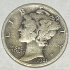 1921 D Mercury Dime Free Shipping VG +