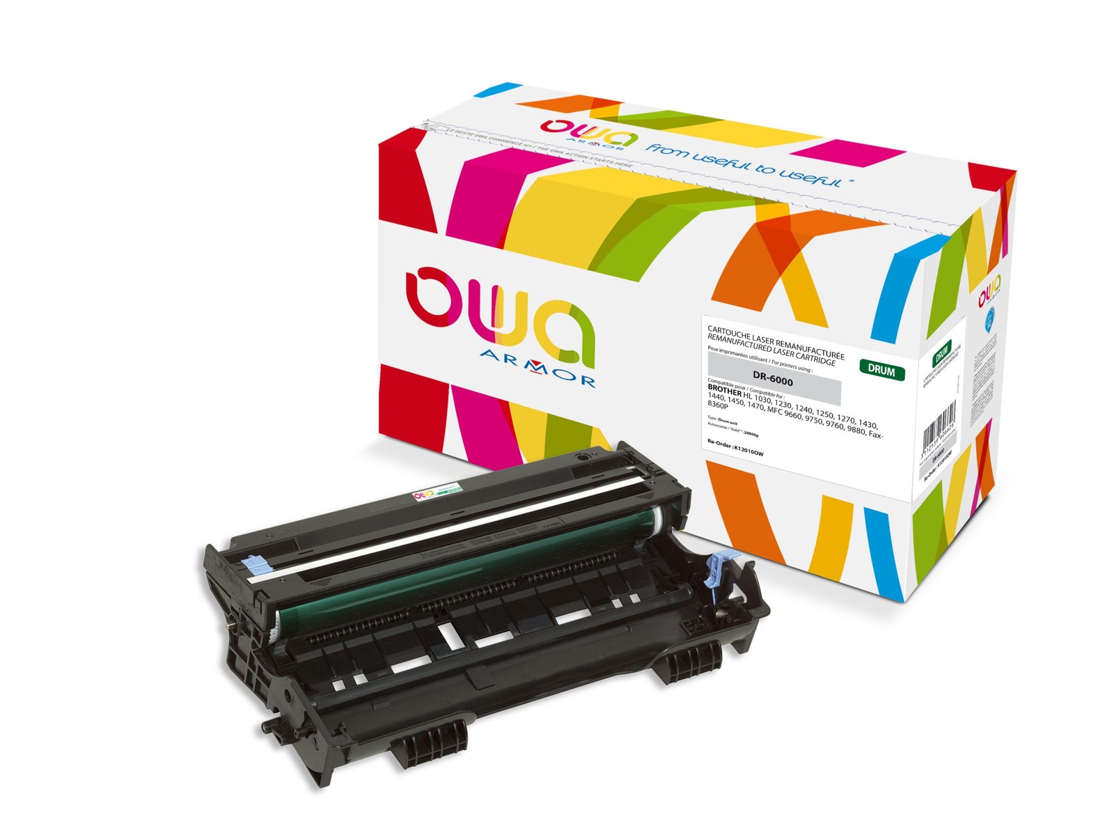 Tambour DR6000 Armor OWA K12010OW remanufacturé noir pour imprimante Brother