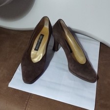 Sergio Rossi Brown Suede Almond Toe Slip-On Heel Pumps Women s EU 38