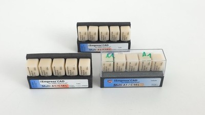 15x Ivoclar Vivadent IPS Empress CAD Multi A1/C14L Cerec InLab Blocs Blöcke