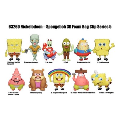 Nickelodeon Classics 3D PVC Tasche Clips Serie 5 Spongebob Schwammkopf Con Figur