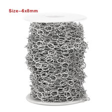 Txtured Stainless Steel Oval Link Chain Rolo Link Chain Findings for DIY Jewelry