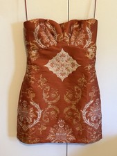 FREE PEOPLE Orange Metallic Strapless Mini Dress Sz 0 NWOT
