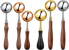 Chengu 6 Pcs Wax Seal Spoon Melting Wax Spoon with Wooden Handle Sealing Stamp