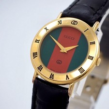 GUCCI 3000L Ladies Watch Gold Shell Case Sherry Line Quartz Japan Free Ship