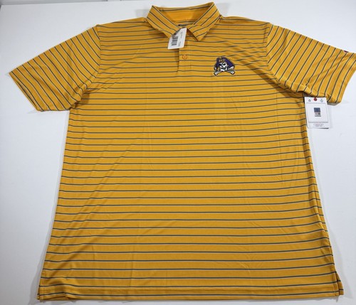 Champion ECU Pirates Herren Polo Gr. XL gelb mit grauen Streifen neu mit Etikett