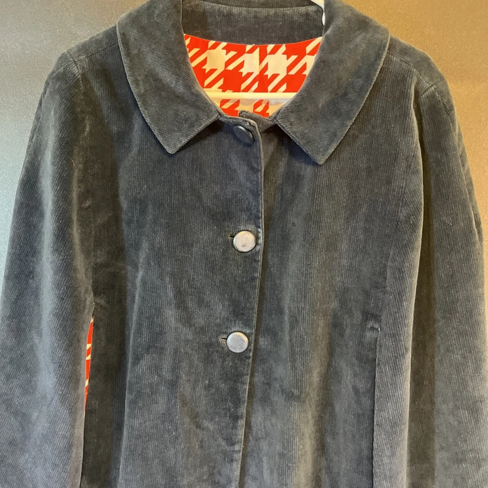 De Colección Años 60-70 Azul Capa Poncho Abrigo Chaqueta Mujer M/Lrg Rojo Pata de Gallo Forrado Mod Foto 2 de 4