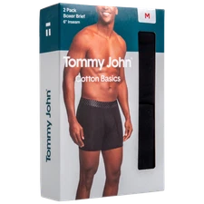2-Pack: Tommy John 6" Cotton Basics Boxer Brief (Black / White, Small)