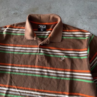 Southpole Authentic Collection Y2K Brown Orange Stripe Polo Shirt
