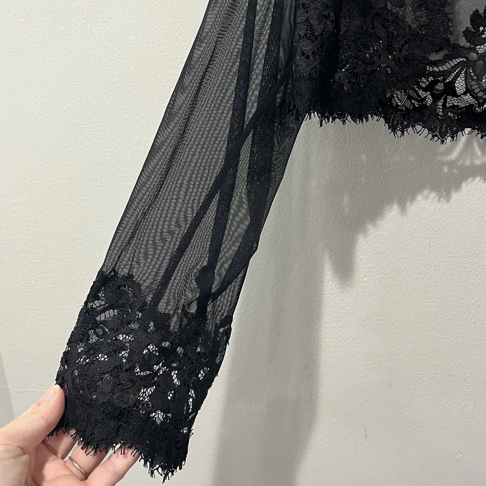 TADASHI SHOJI Malla Transparente Encaje Encogerse de hombros Para Mujer’s 6 Negro Cóctel Capricho Romántico Foto 4 de 4