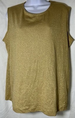 White Stag Women s Gold Metallic Shimmer Tank Top Shell Size 16/18 XL Holiday