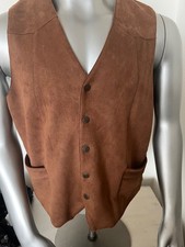 Gioberti faux suede western vest snaps adjustable back sz L