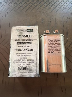 Trade Pro TP-CAP-12.5/440 Oval Motor Run Capacitor 12.5 MFD 370/440V HVAC Part