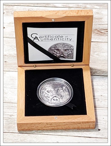 2018 MONGOLIA 500 TOGROG WILDLIFE PROTECTION WILD BOAR 1 OZ .999 SILVER COIN COA