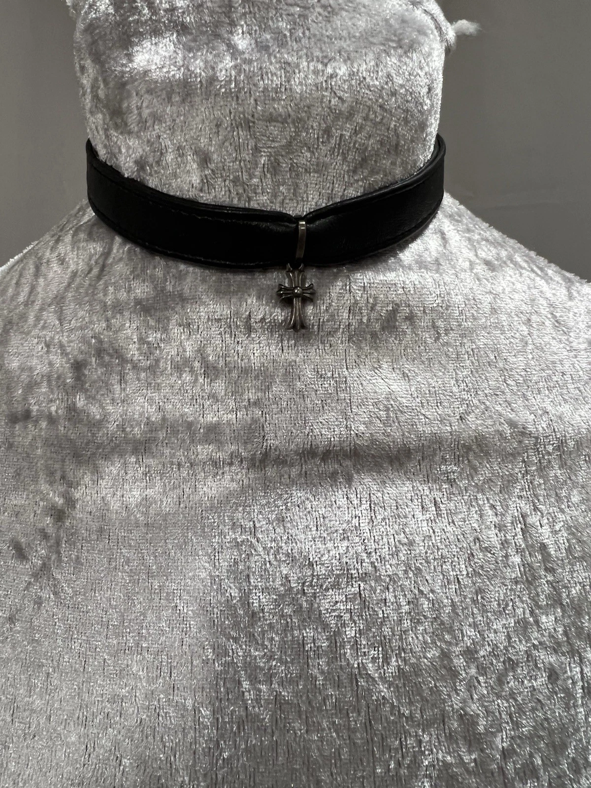 chrome hearts leather and silver choker necklace