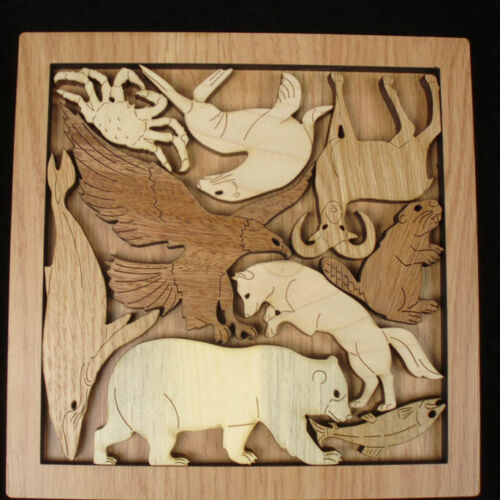 Animals of Alaska wood brain teaser puzzle - unique  beautiful design made USA - Picture 1 of 1