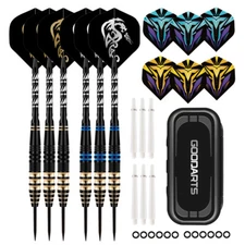 3 Sets (6Pcs) Steel Tip Darts Barrel Aluminium Shafts Dart Flights w/case 23g US