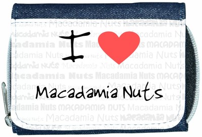 I Love Heart Macadamia Nuts Denim Geldbörse