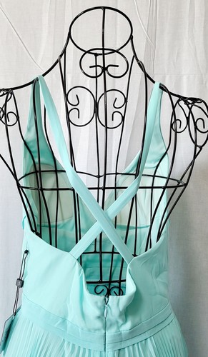 Laundry By Shelli Segal Pleated Chiffon Midi Dress Mint Size 2 S4-1059 - Picture 4 of 6