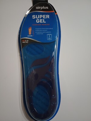 Airplus SuperGel Cushion Insole Men sz 8-14  Comfort Superior Shock Absorption