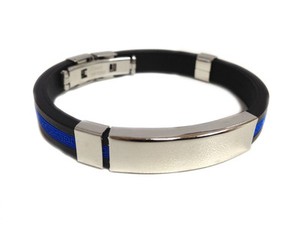Thin Blue Line Rubber Silicone Id Bracelet With Secure Clasp Image Is Loading Thin Blue Line Rubber Silicone Id Bracelet With