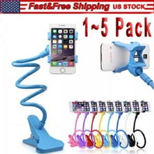 Flexible 360 Clip Mobile Cell Phone Holder Lazy Bed desk Bracket Mount Stand US 